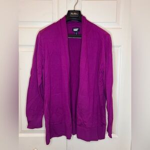 Lands' End Women's long sleeve open long cardigan sweater large/p Magenta NWOT